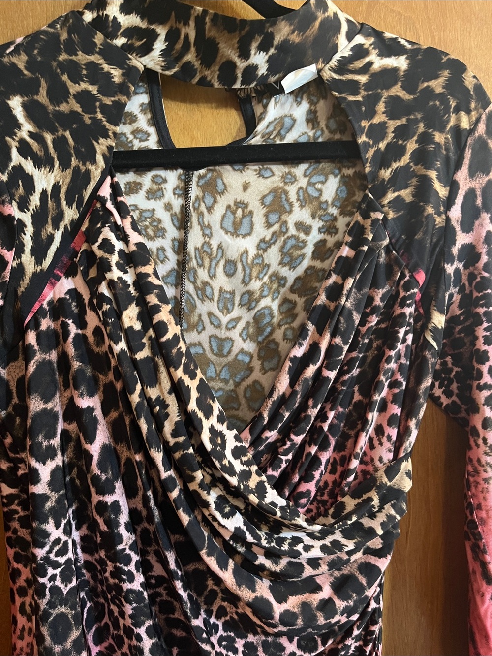 VENUS Pink and Black Leopard-Print Long Sleeve Drape Top Bundle - Picture 2 of 4